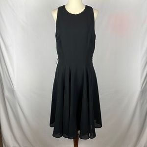 Cache Sleeveless Pleated Little Black Dress w/Long Back Keyhole - Size 10
